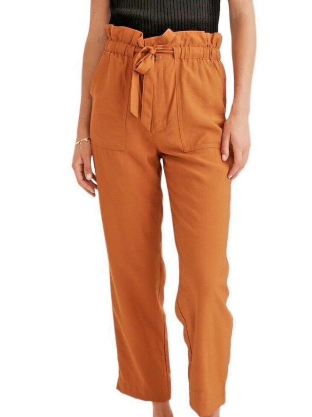 Madewell Rust Orange Paperbag Waist Wide-Leg Pants- xs